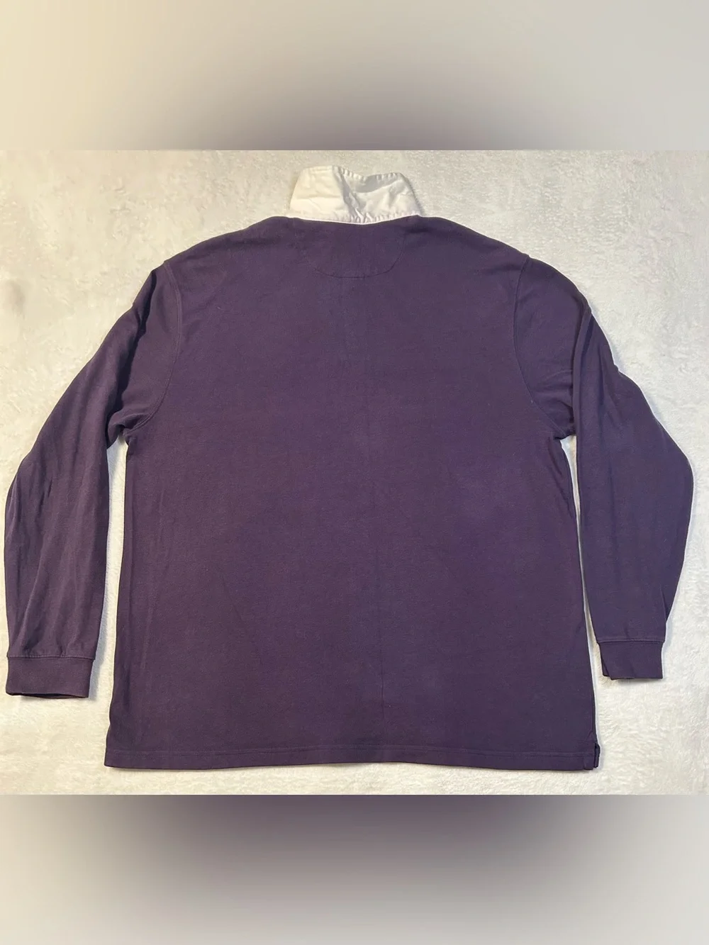 Vintage Chaps Purple Rugby Shirt with Yellow Chest Stripe